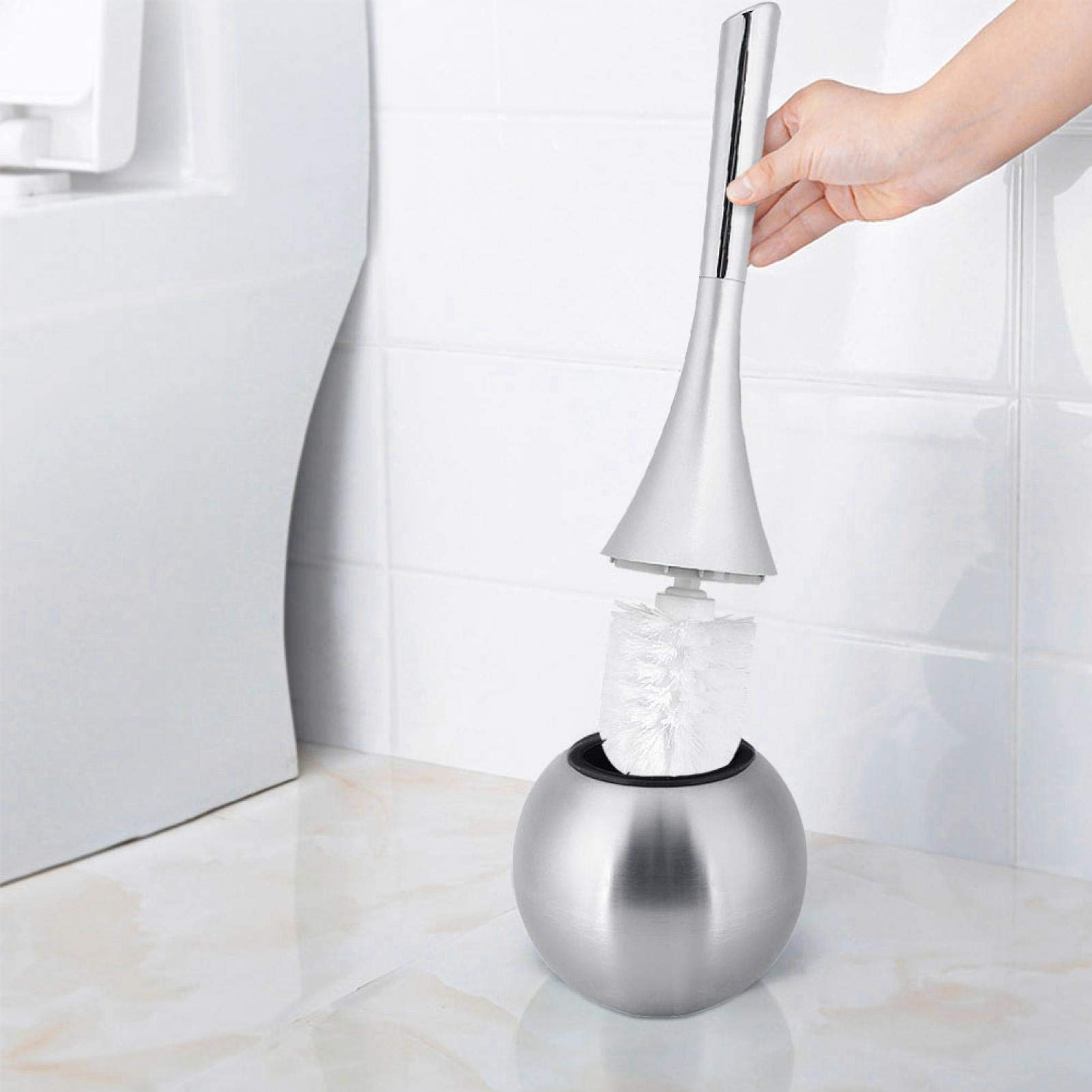 Kuuleyn scopino WC con base argento acciaio inox