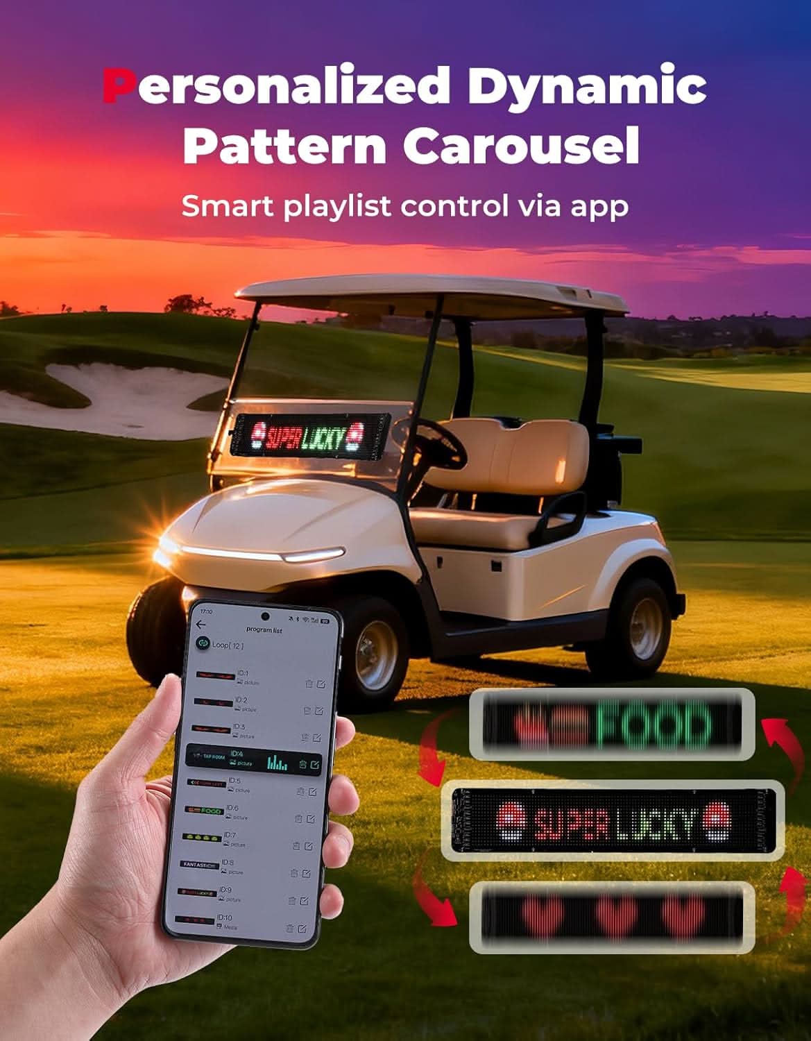 KEMIMOTO Display LED Auto Golf Cart USB-C Programmabile