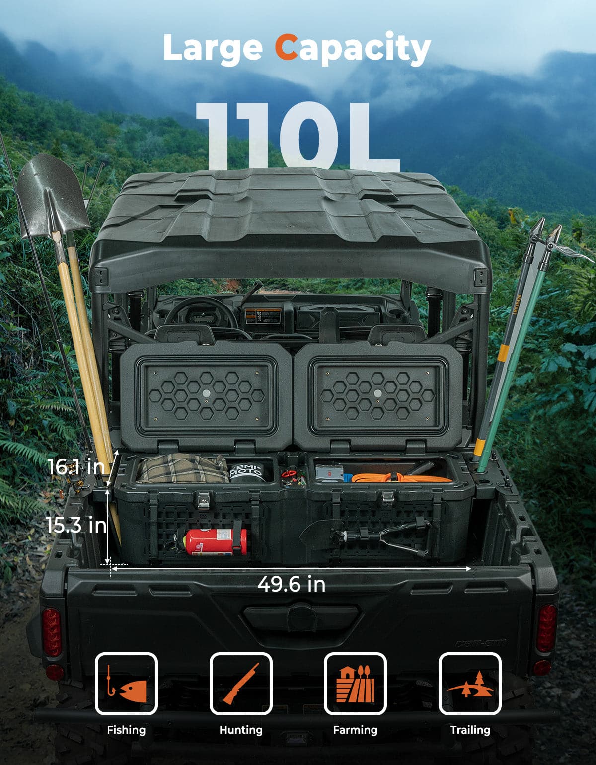 KEMIMOTO Baule Posteriore 110L per Defender con Serratura