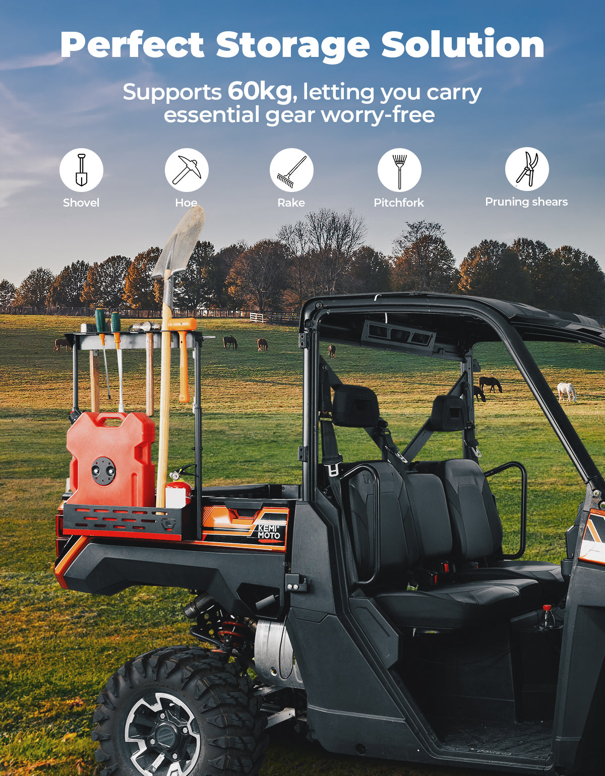 KEMIMOTO Porta Attrezzi UTV per Ranger 1000 in Acciaio 60 kg