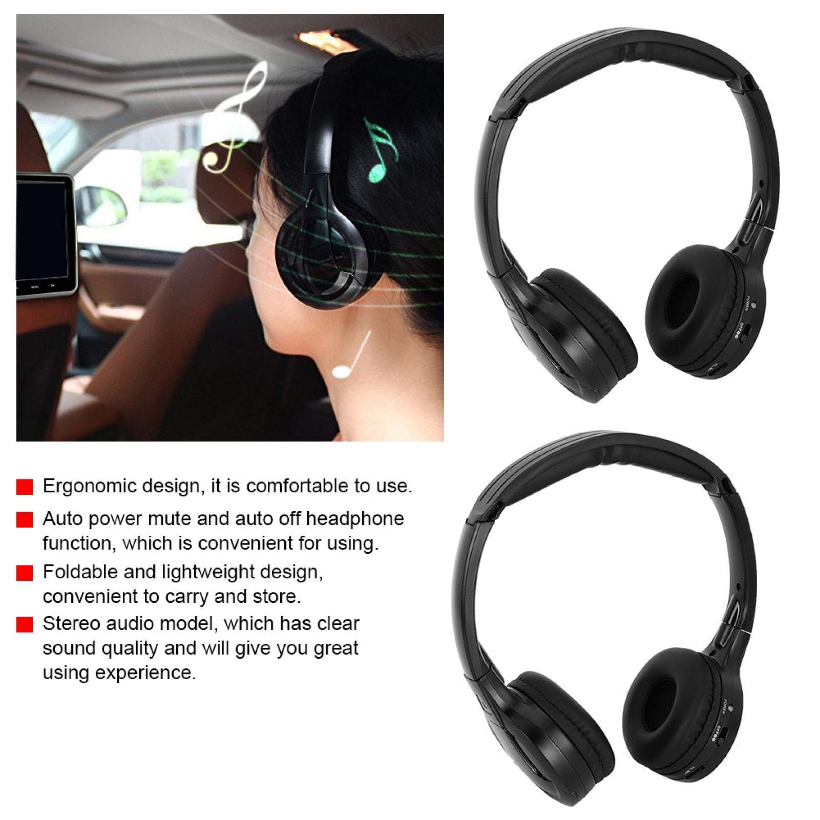 Kuuleyn Cuffie IR 2 Canali DVD auto stereo pieghevoli