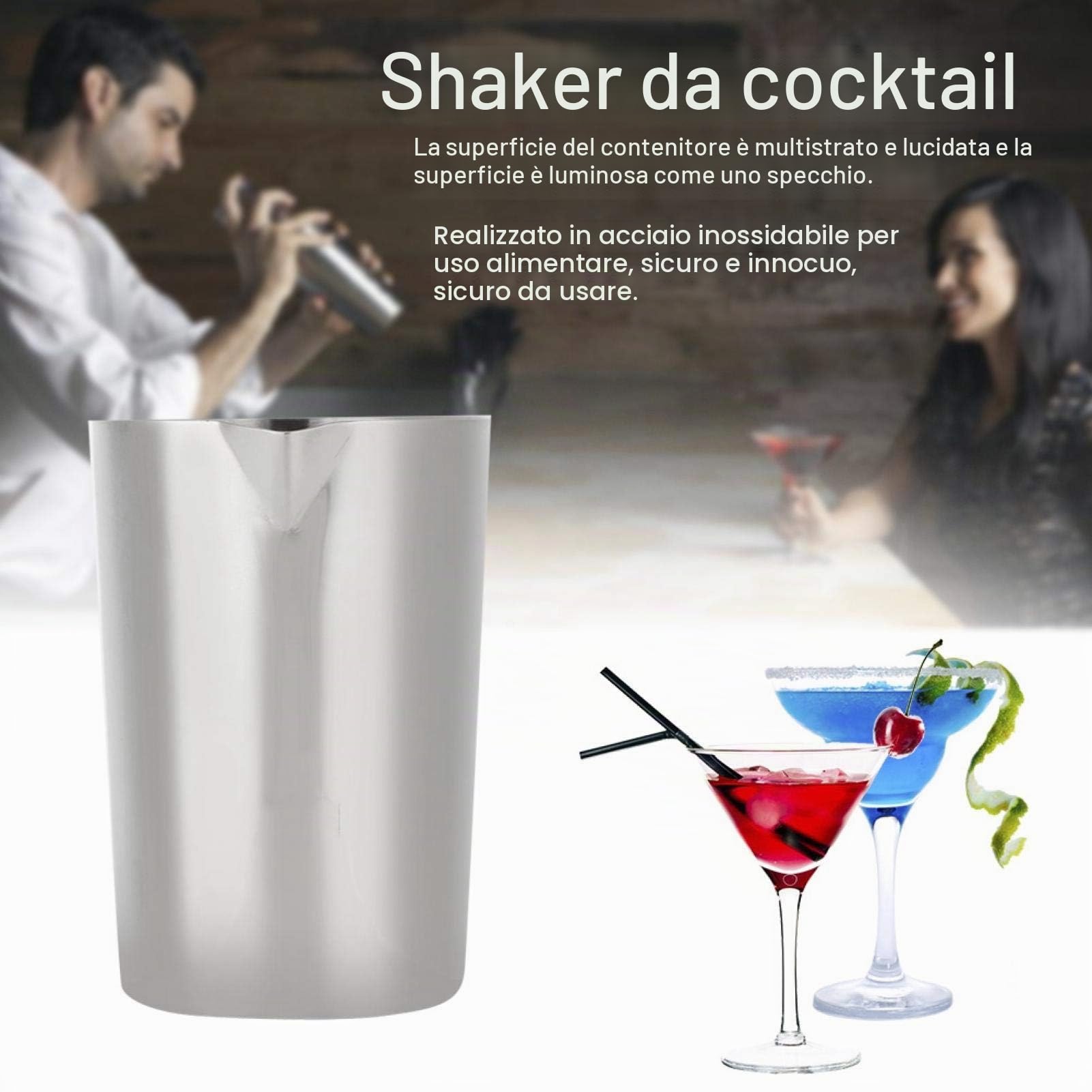 Kuuleyn 500 ml Mixing Glass Cocktail in Acciaio Inox Argentato