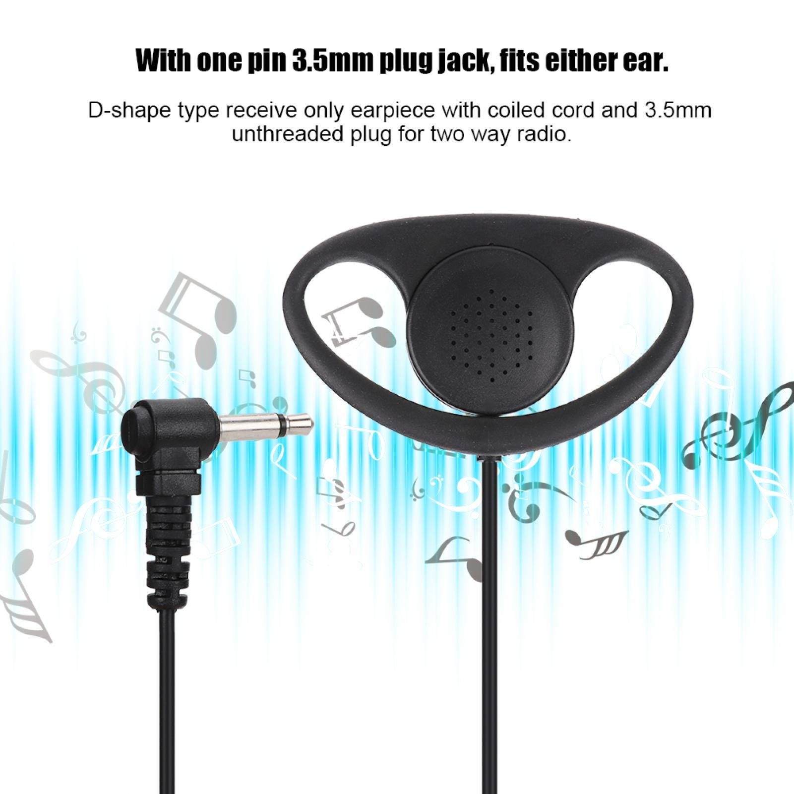 Kuuleyn Auricolare Forma D Radio Jack 3,5 mm 5 pz Nero