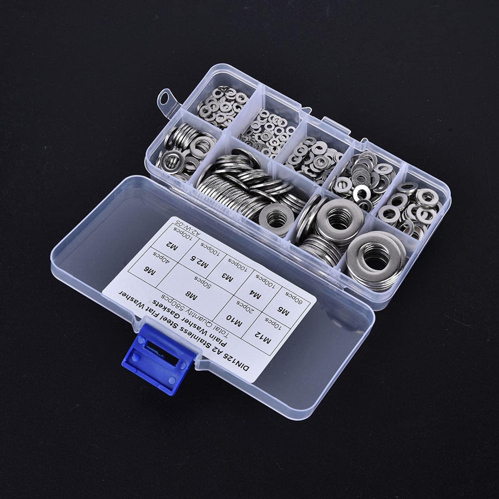 Kuuleyn M2-M12 kit rondelle piatte 580 pezzi acciaio inox
