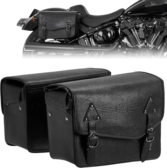 Kemimoto Borse Laterali Moto Pelle 24L Nere