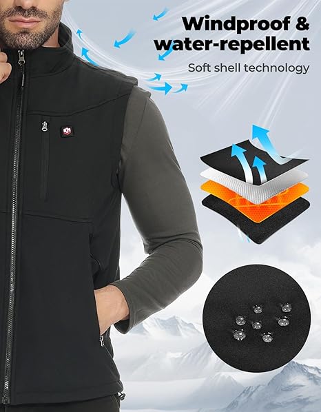 KEMIMOTO gilet riscaldato uomo APP 4 zone antivento