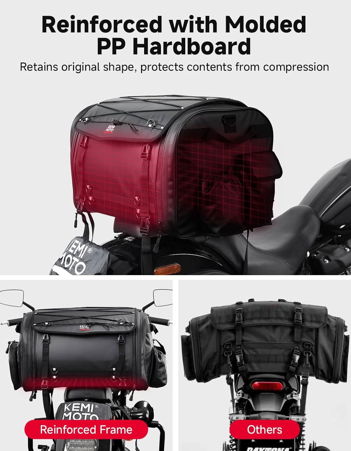 KEMIMOTO 2604 borsa moto posteriore 60-80L espandibile
