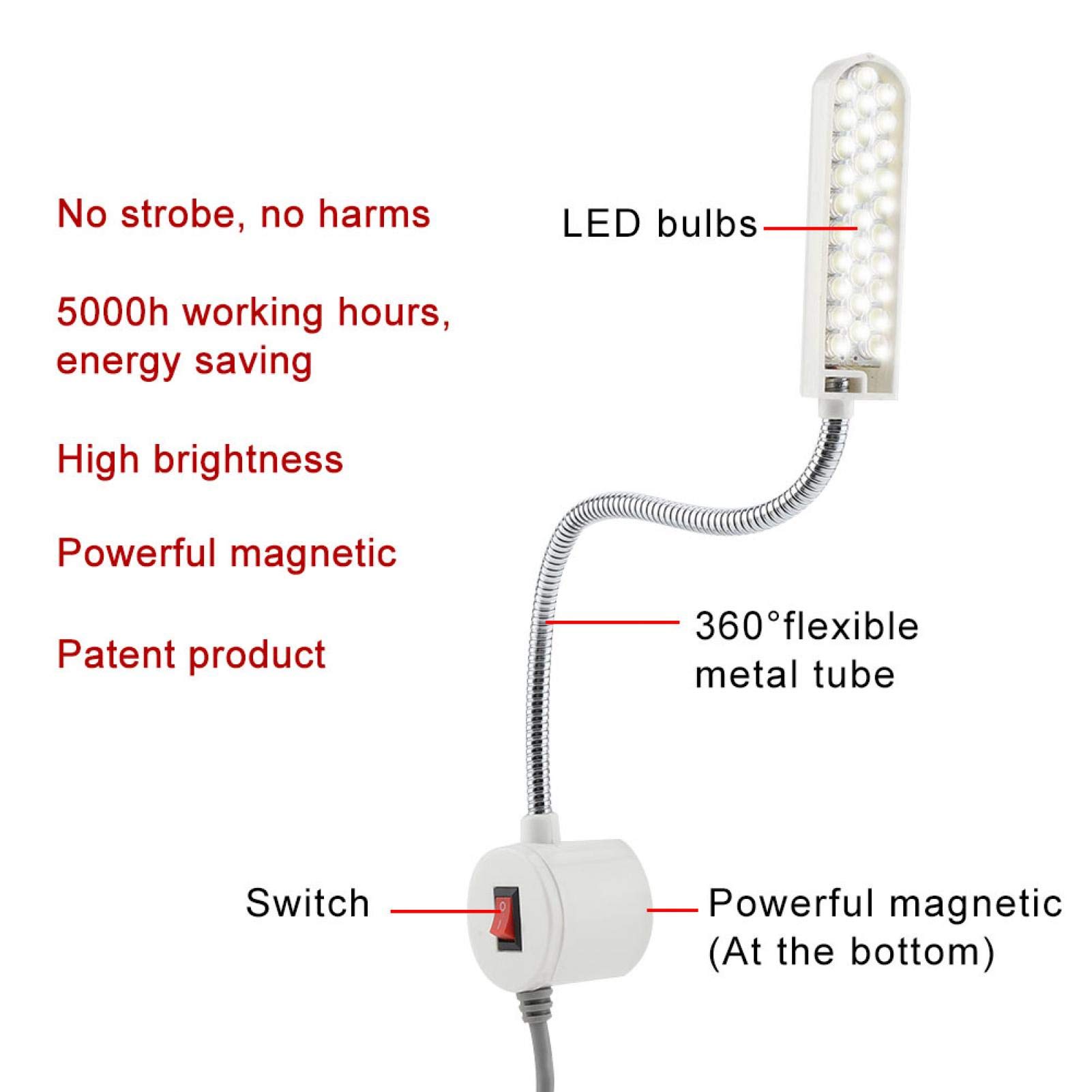 Kuuleyn Lampada Macchina da Cucire 30 LED 220V Grigia