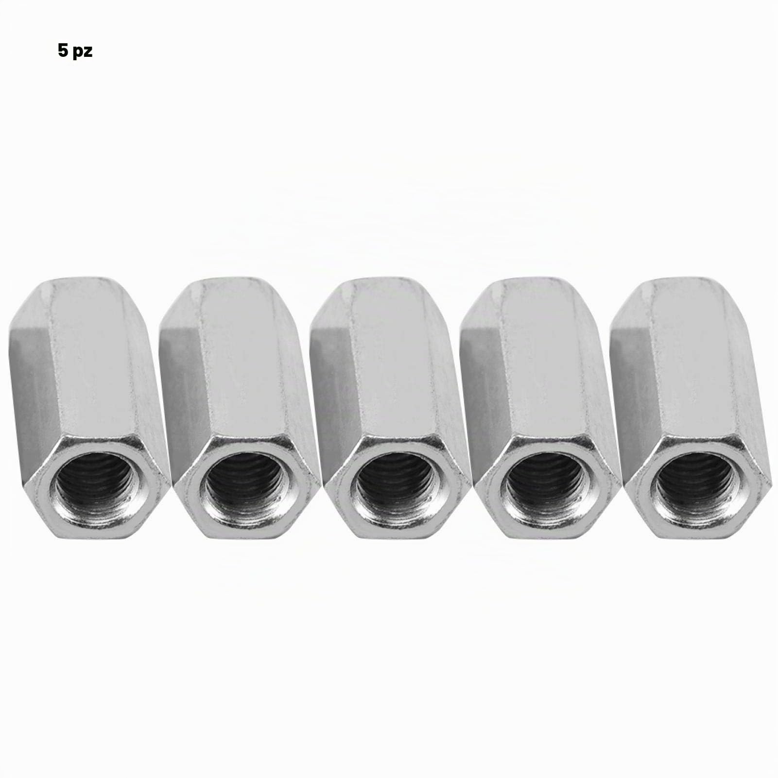 Kuuleyn M12x50 Dado Esagonale Lungo 5 Pezzi Acciaio Zincato