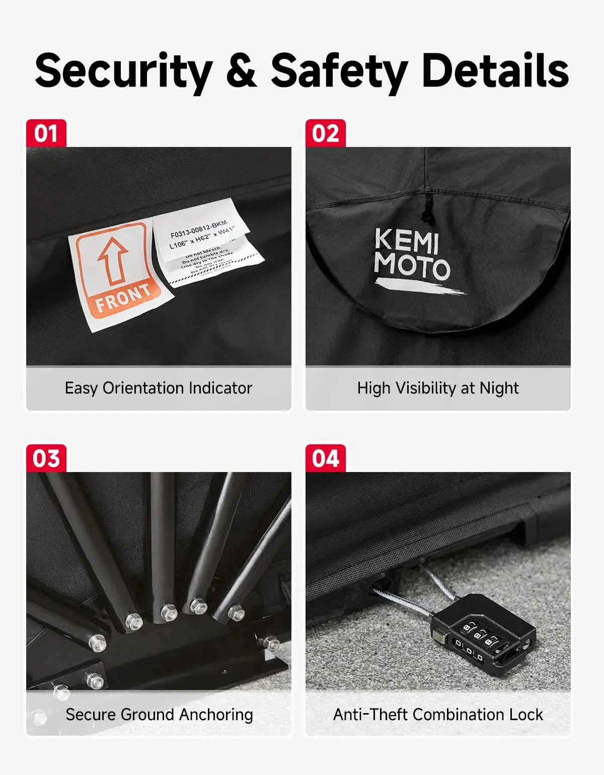 KEMIMOTO Storage Shelter telo garage moto L 600D impermeabile