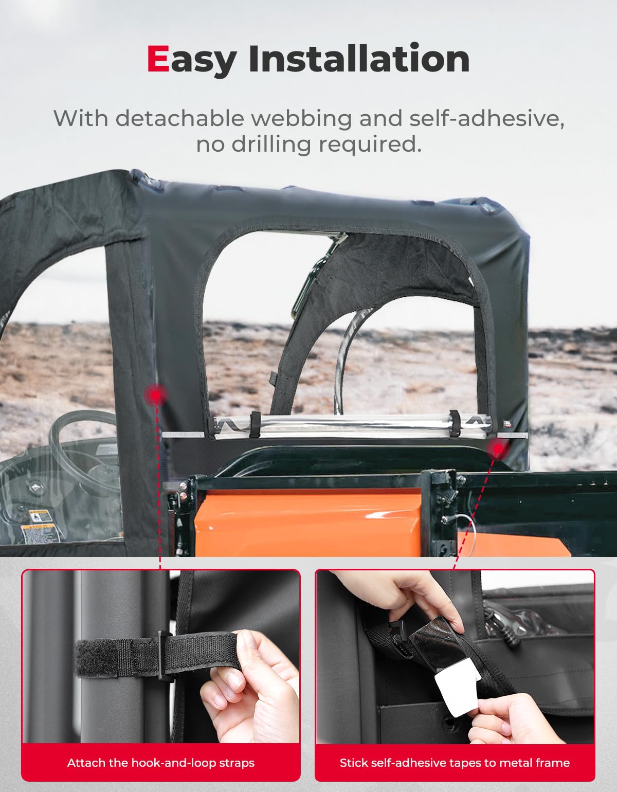 KEMIMOTO Porte Cabina Morbida Kubota RTV impermeabili