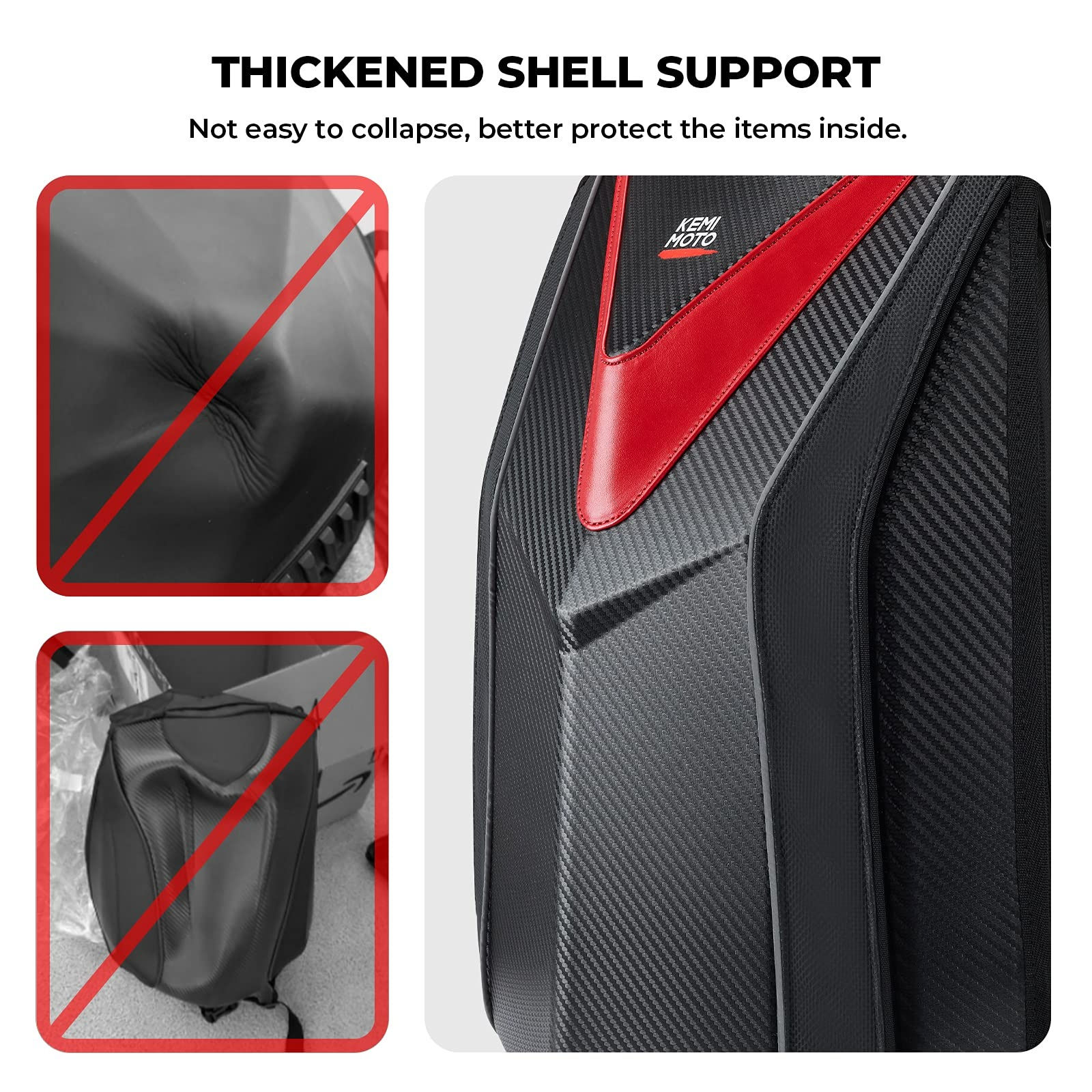 KEMIMOTO 20L zaino moto rigido espandibile per casco
