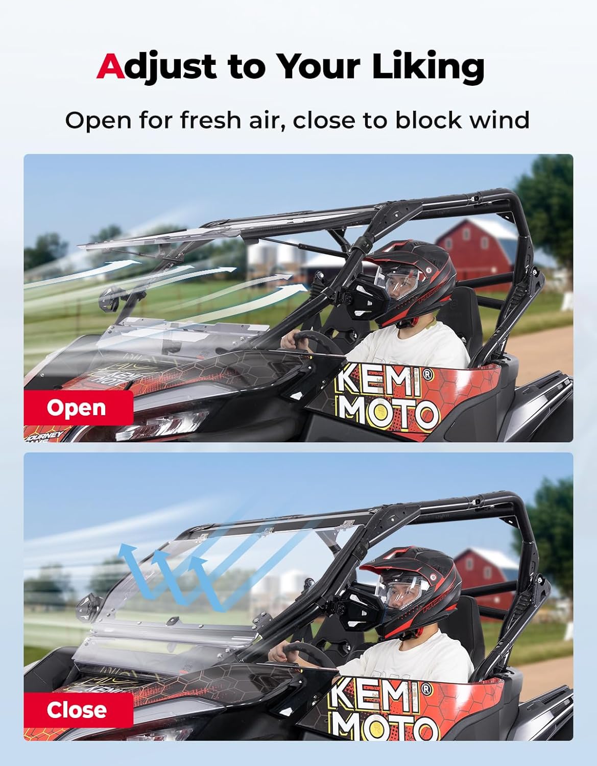 KEMIMOTO ZForce 950 parabrezza anteriore ribaltabile 2-in-1