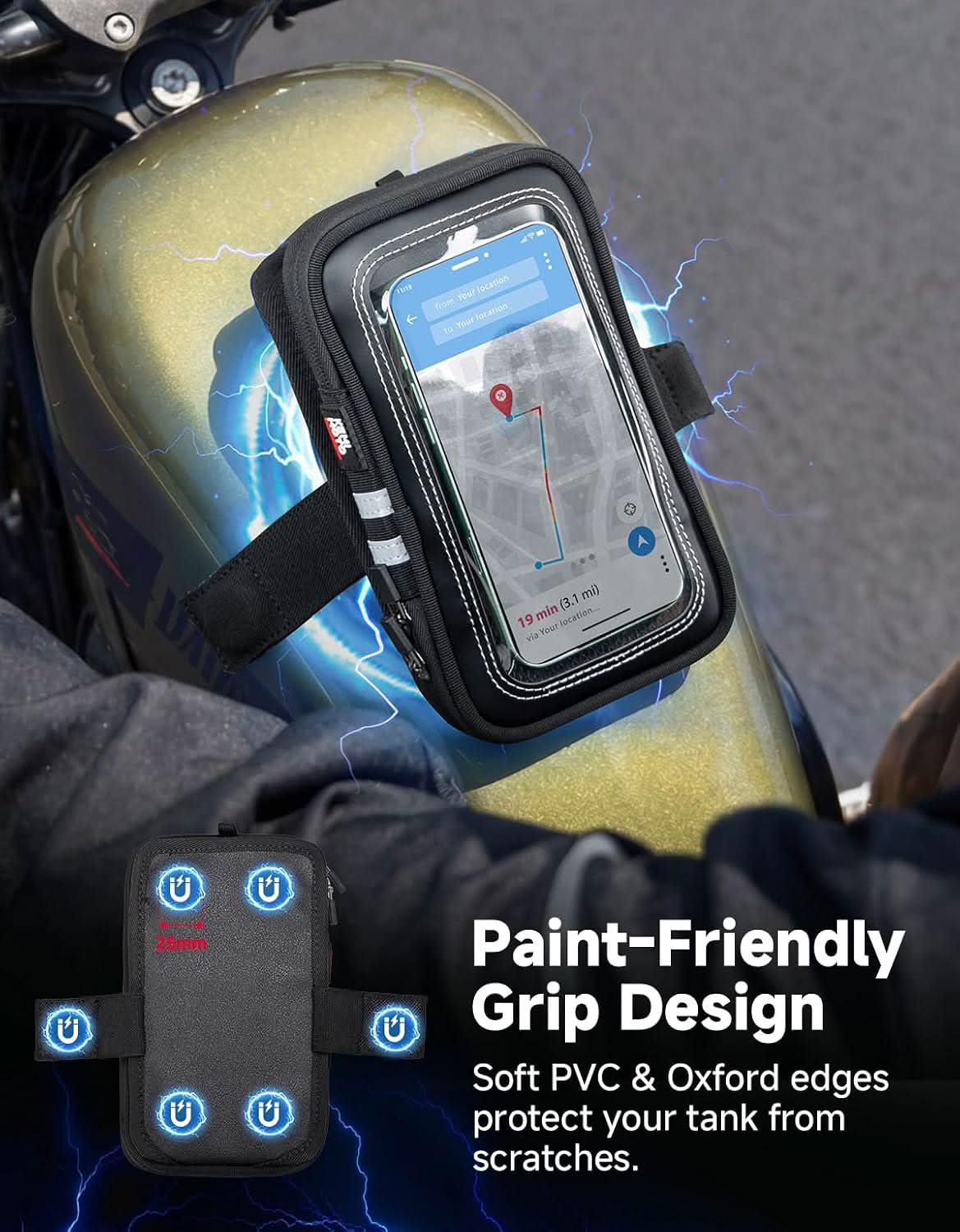 KEMIMOTO Borsa Serbatoio Moto Porta Cellulare Touch Magnetica
