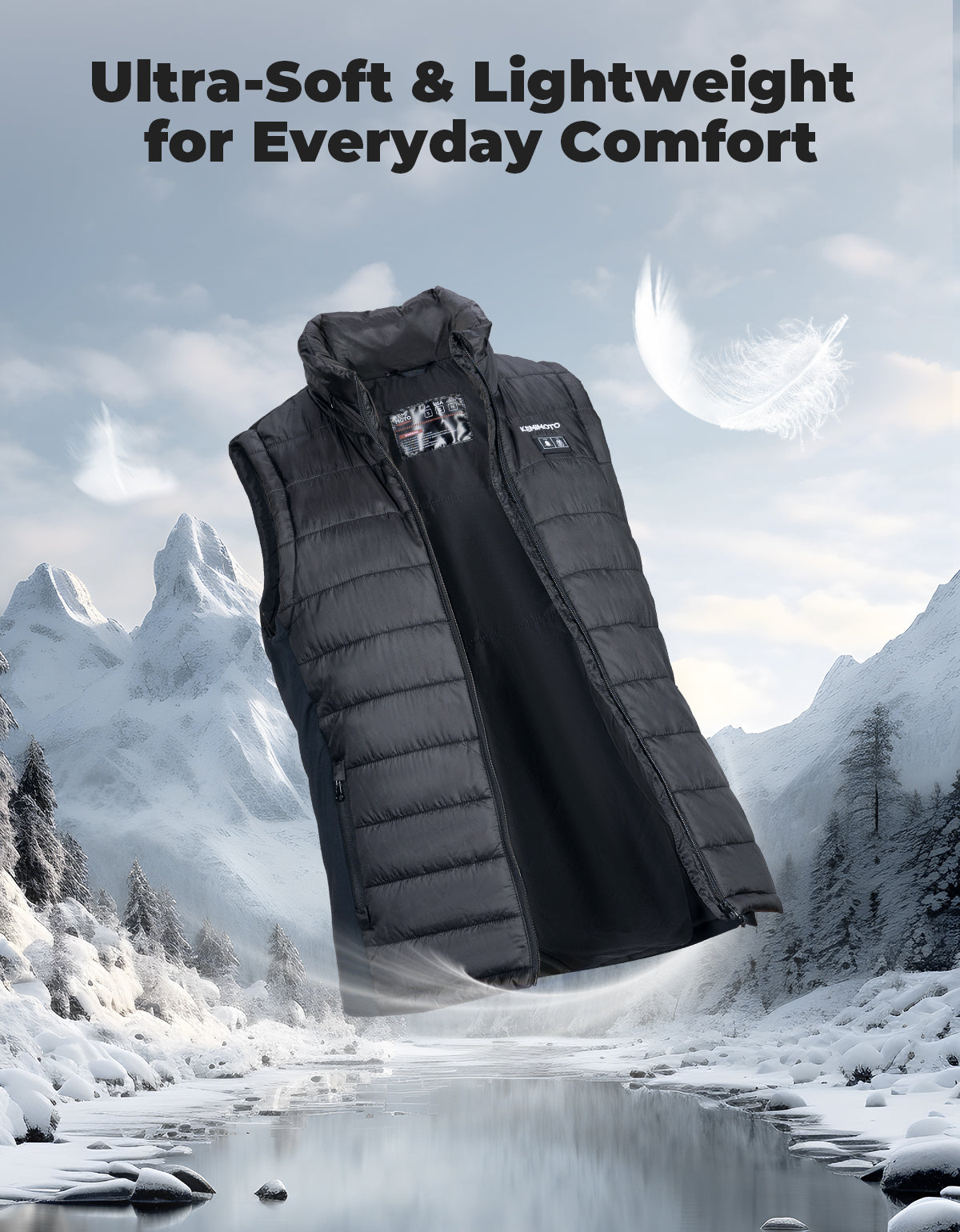 KEMIMOTO gilet riscaldato uomo con cappuccio nero taglia M