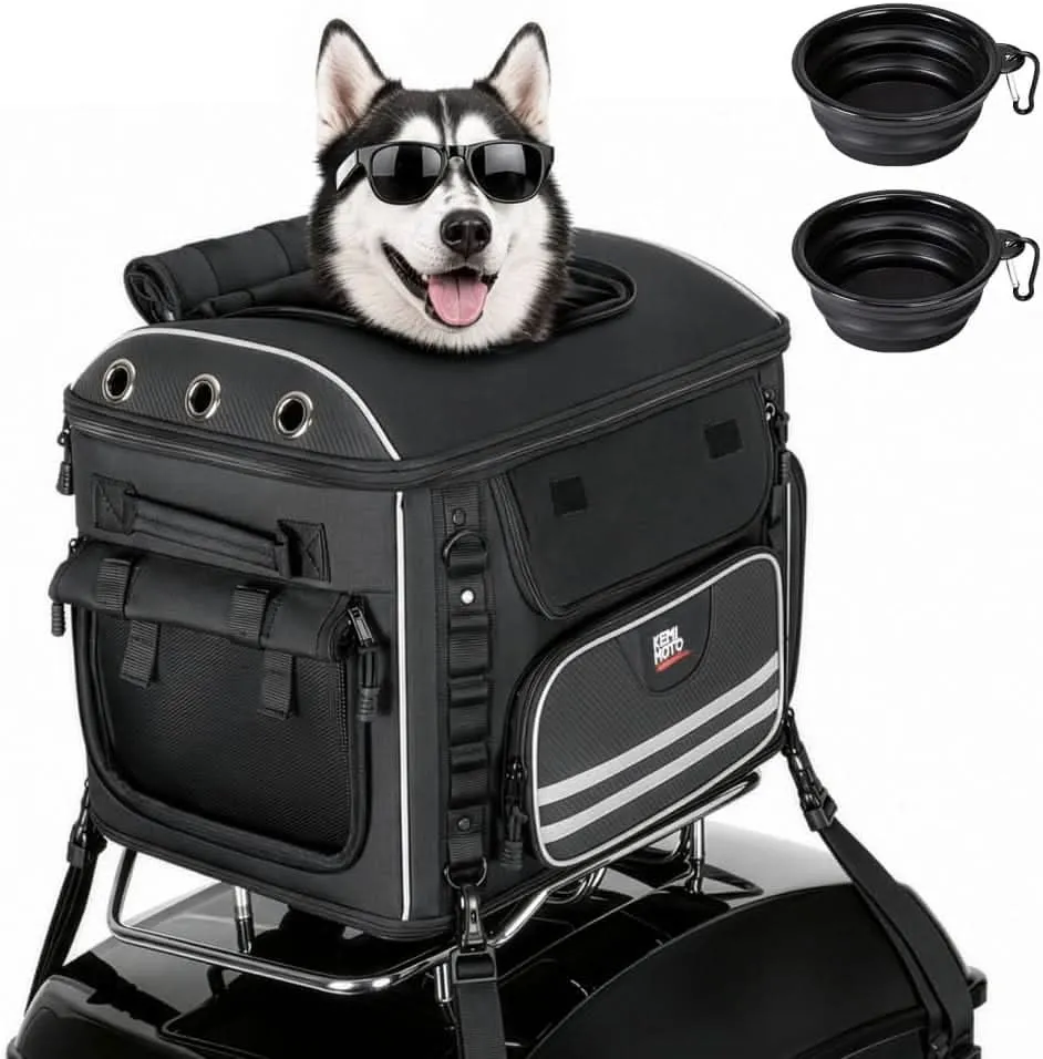 Kemimoto trasportino moto cani medi 12 kg con ciotole