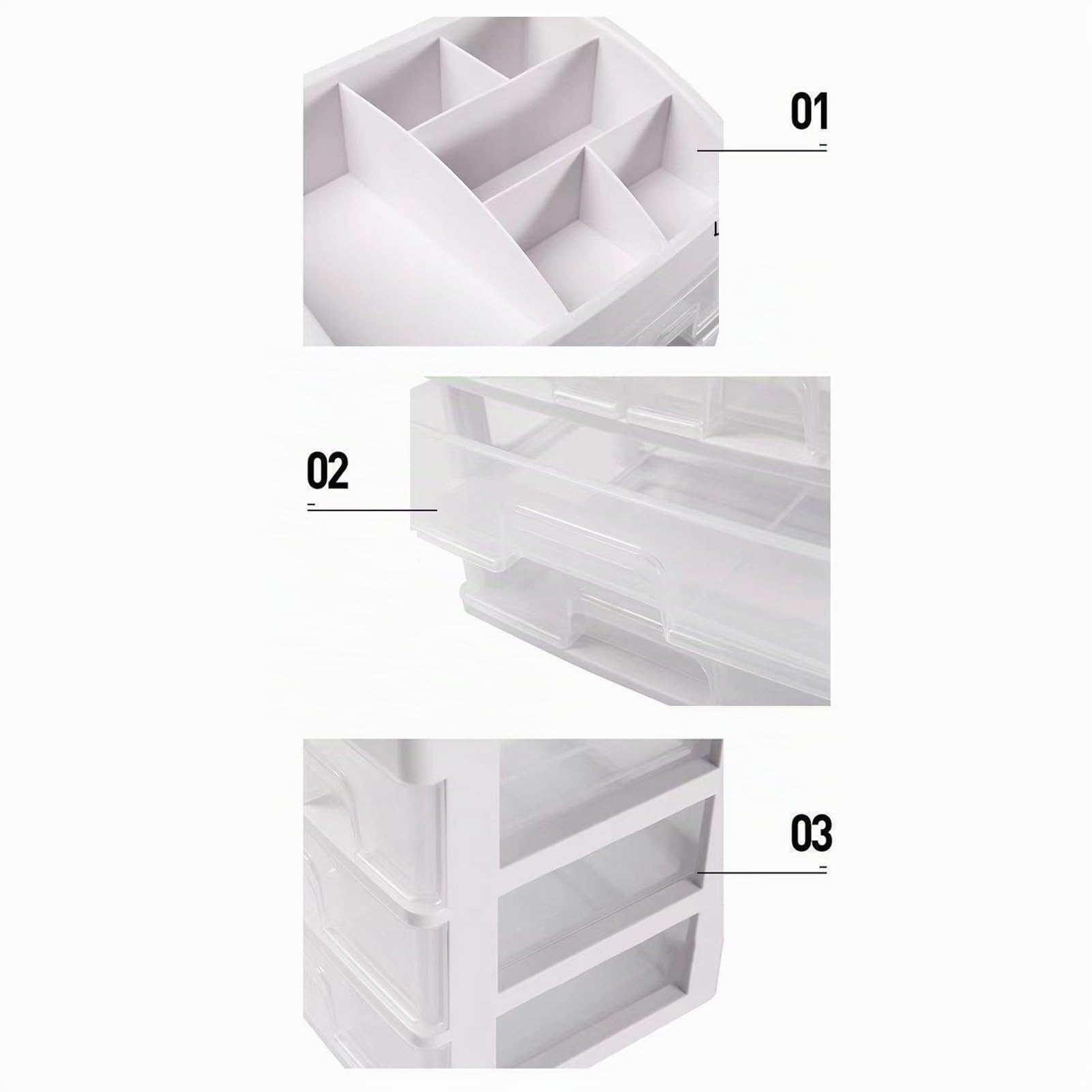 Hapivida Organizer Trucchi 3 Cassetti Trasparente Plastica