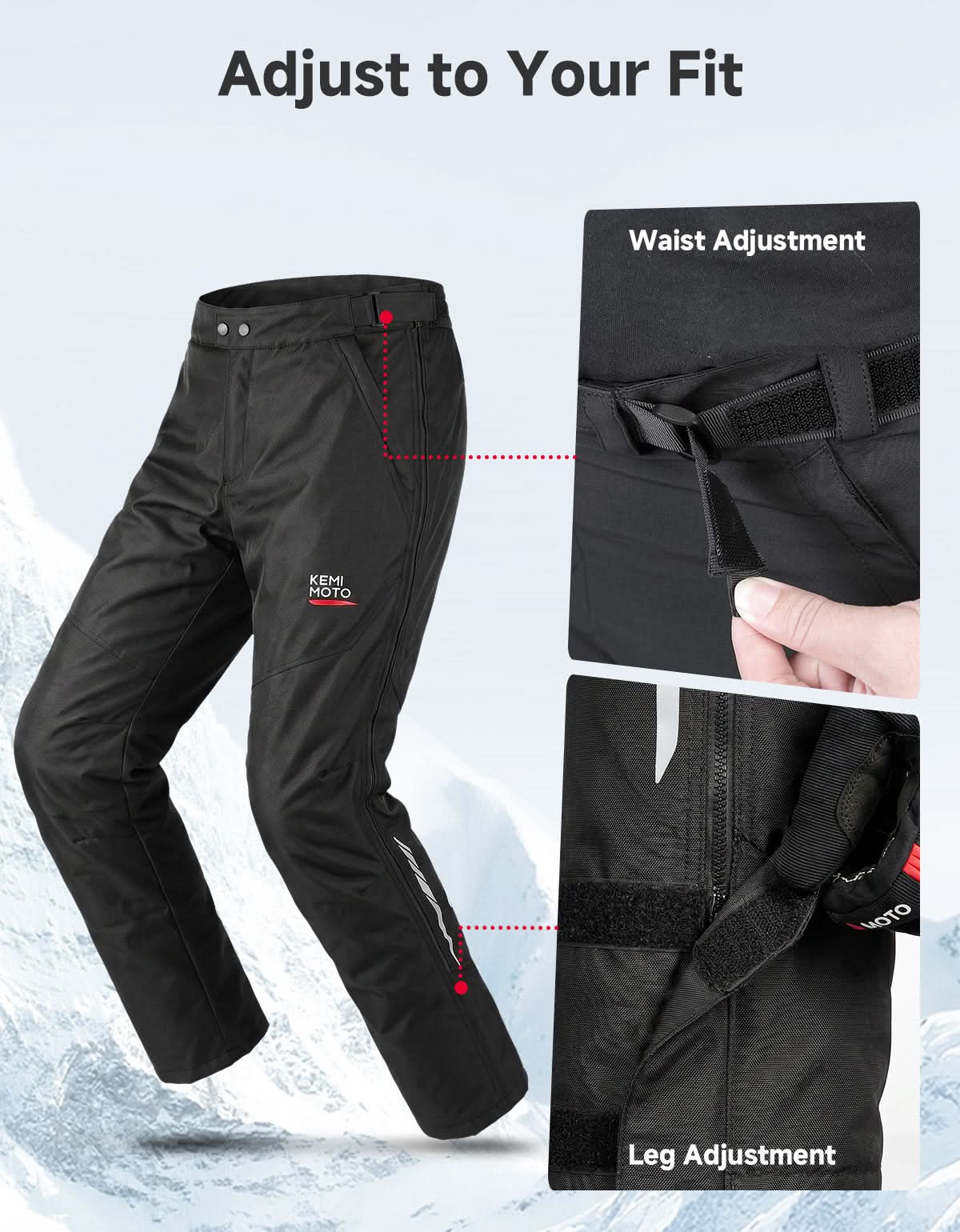 KEMIMOTO Quick-Off pantaloni moto invernali antivento CE