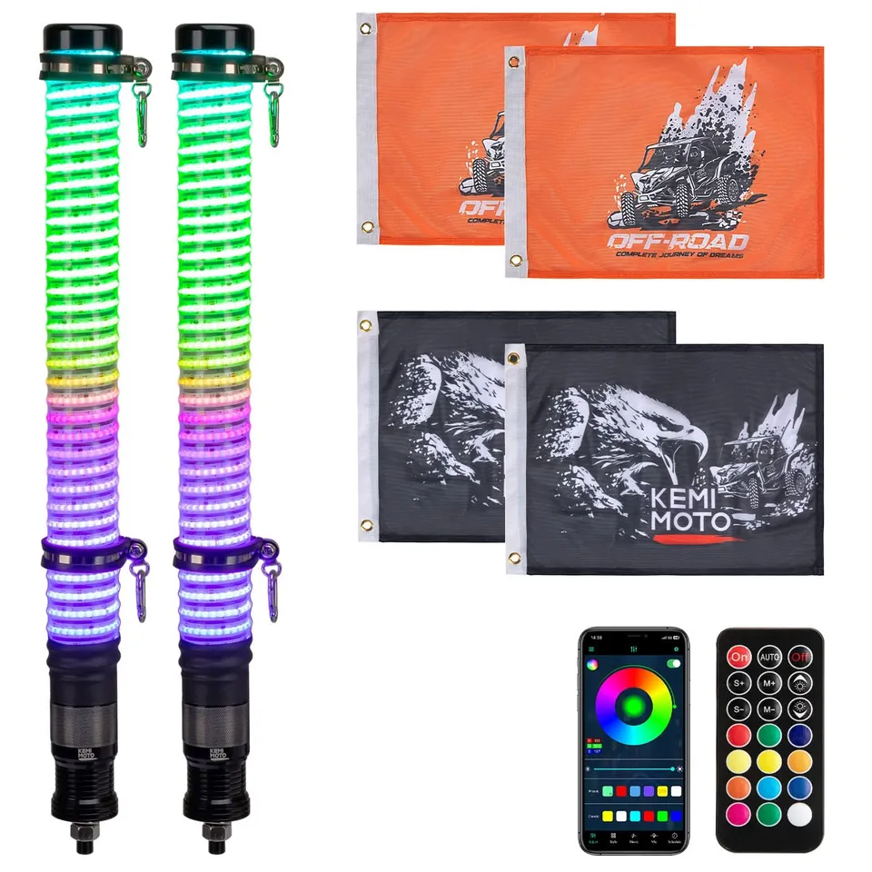 KEMIMOTO COB Fat Whip 2FT luce whip LED 2 pezzi RGB