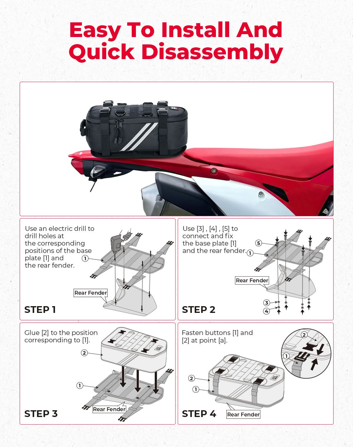 Kemimoto Borsa parafango posteriore 6L enduro universale
