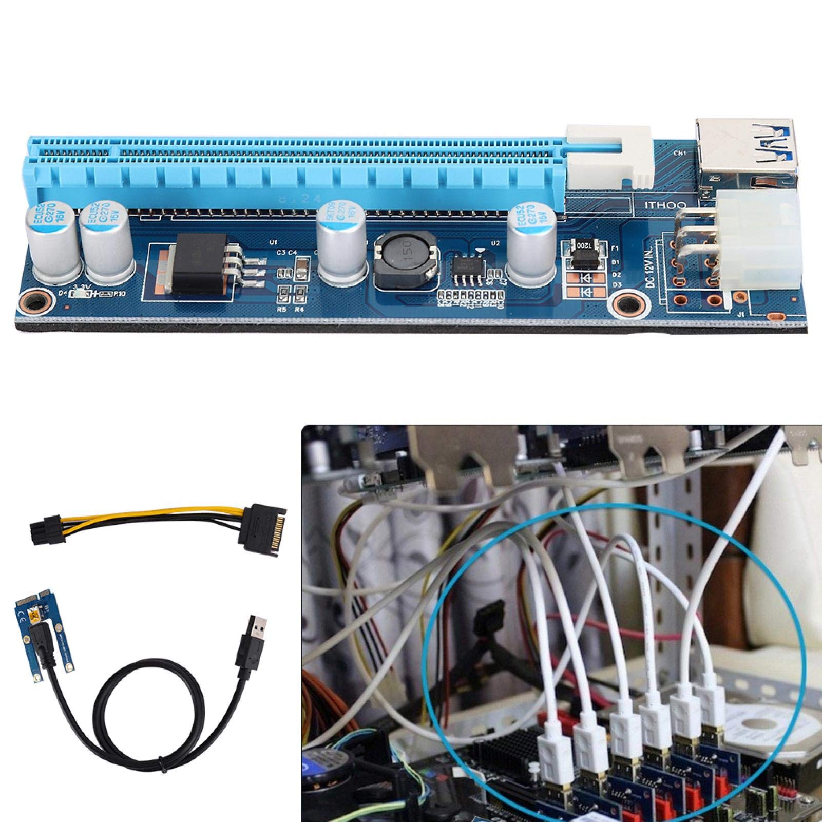 Kuuleyn Riser Mini PCI-E a PCIe 16x 6 Pin 0,6 m