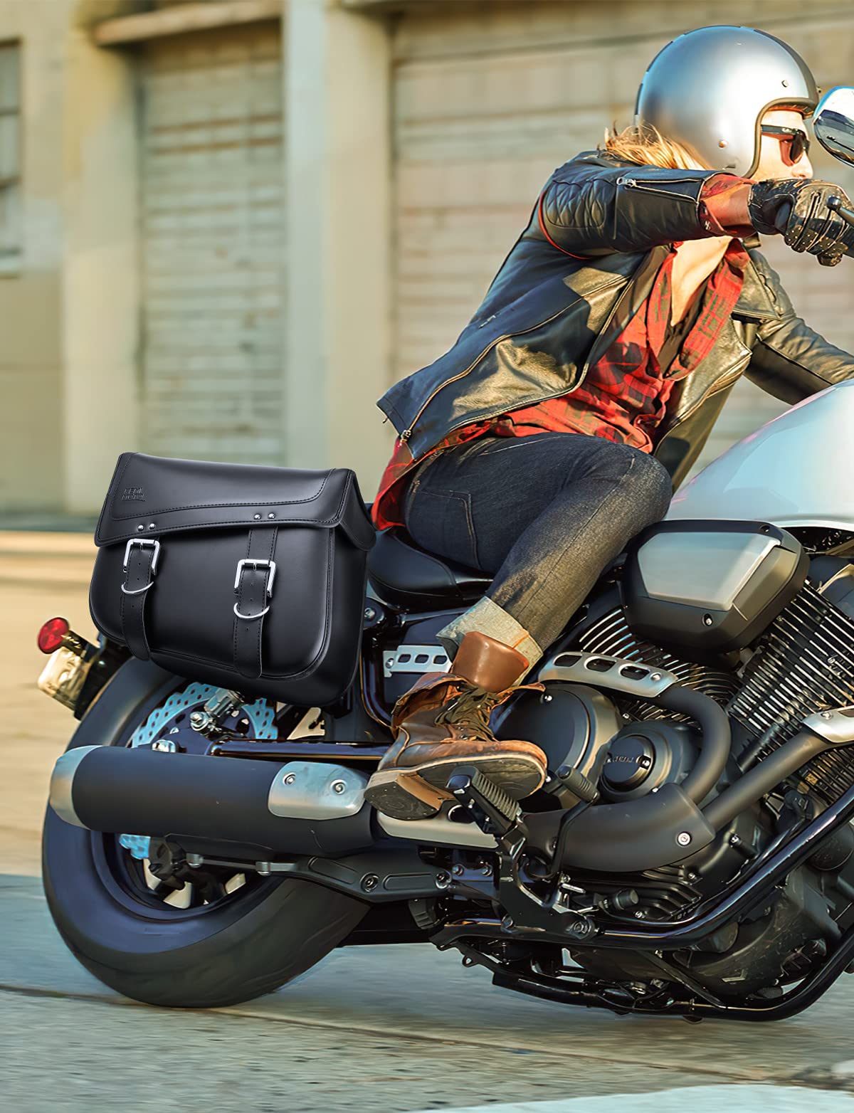 Kemimoto 30L borse laterali moto nero pelle PU