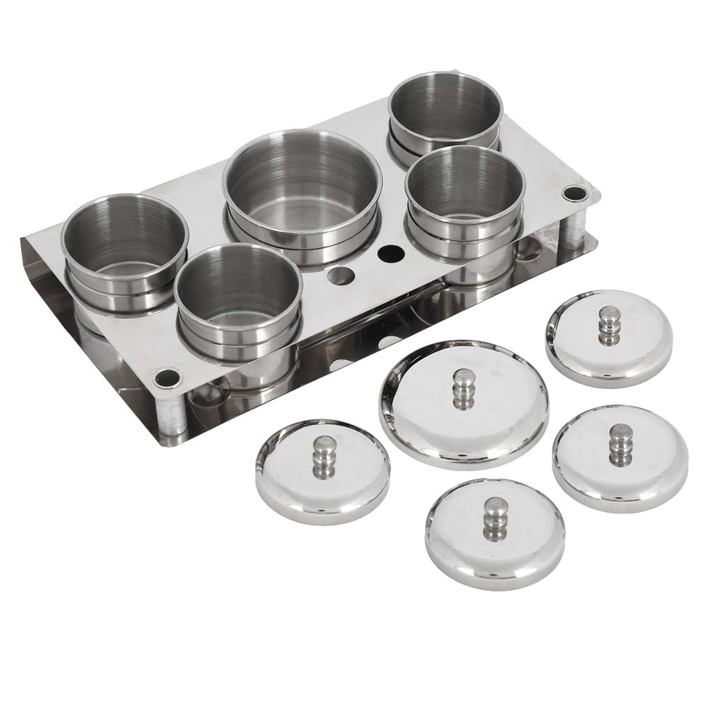 Kuuleyn set nail art vaschette acciaio 5 pezzi con base