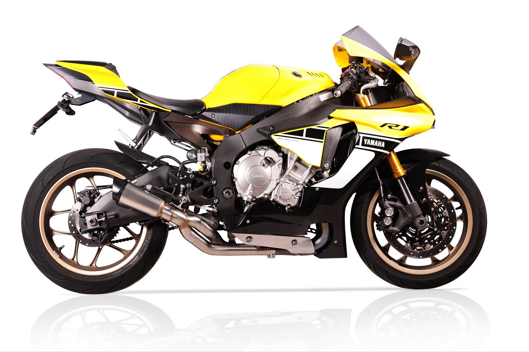 QD Exhaust Gunshot impianto racing Yamaha R1 2017 titanio 2in1