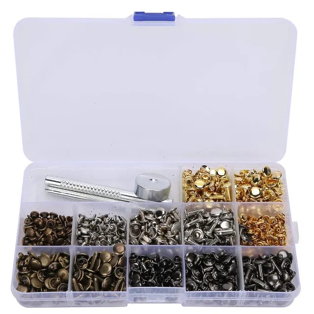 Kuuleyn Kit Rivetti Pelle 360 Pezzi 6/8/12mm 4 Colori
