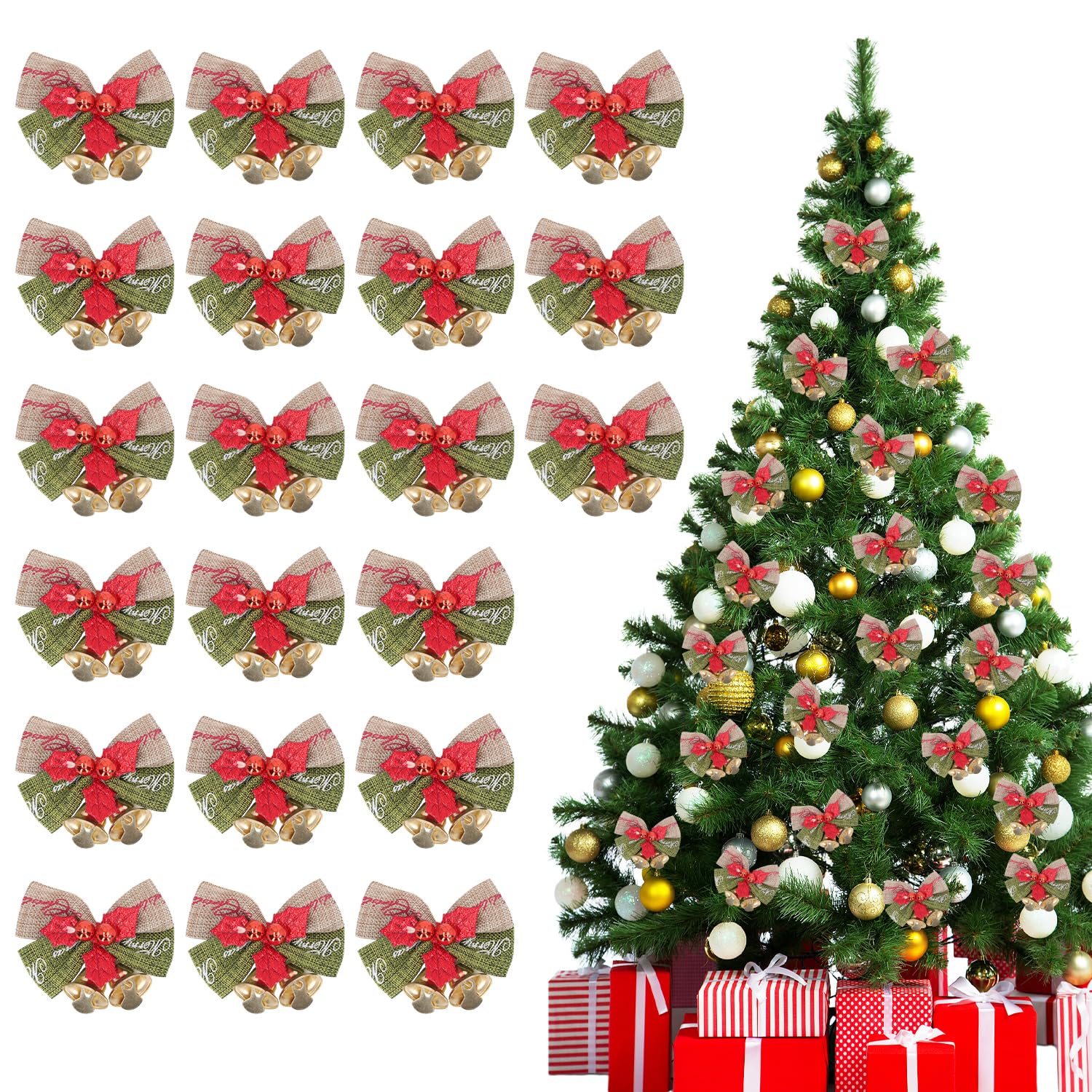 Hapivida Mini Fiocchi Natale con Campane 50 Pezzi