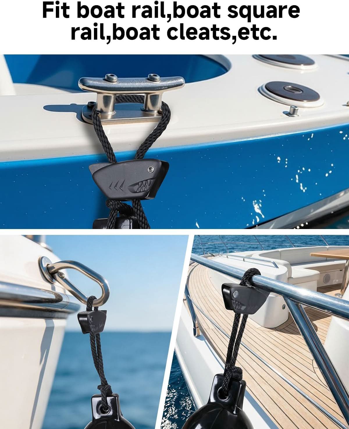 Kemimoto Shark clip parabordi barca nylon 2 pezzi