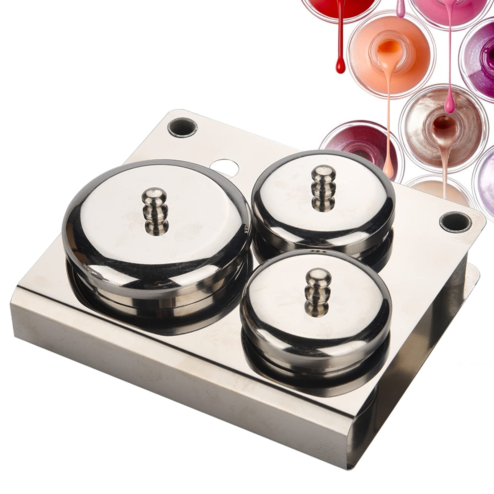 Kuuleyn set nail art vaschette acciaio 3 pezzi con base