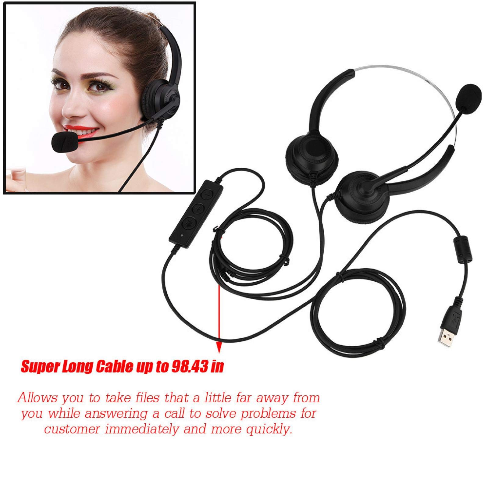Kuuleyn cuffie call center USB con microfono 250 cm