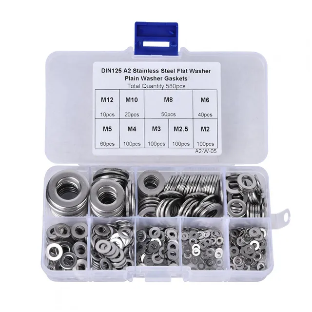 Kuuleyn M2-M12 kit rondelle piatte 580 pezzi acciaio inox