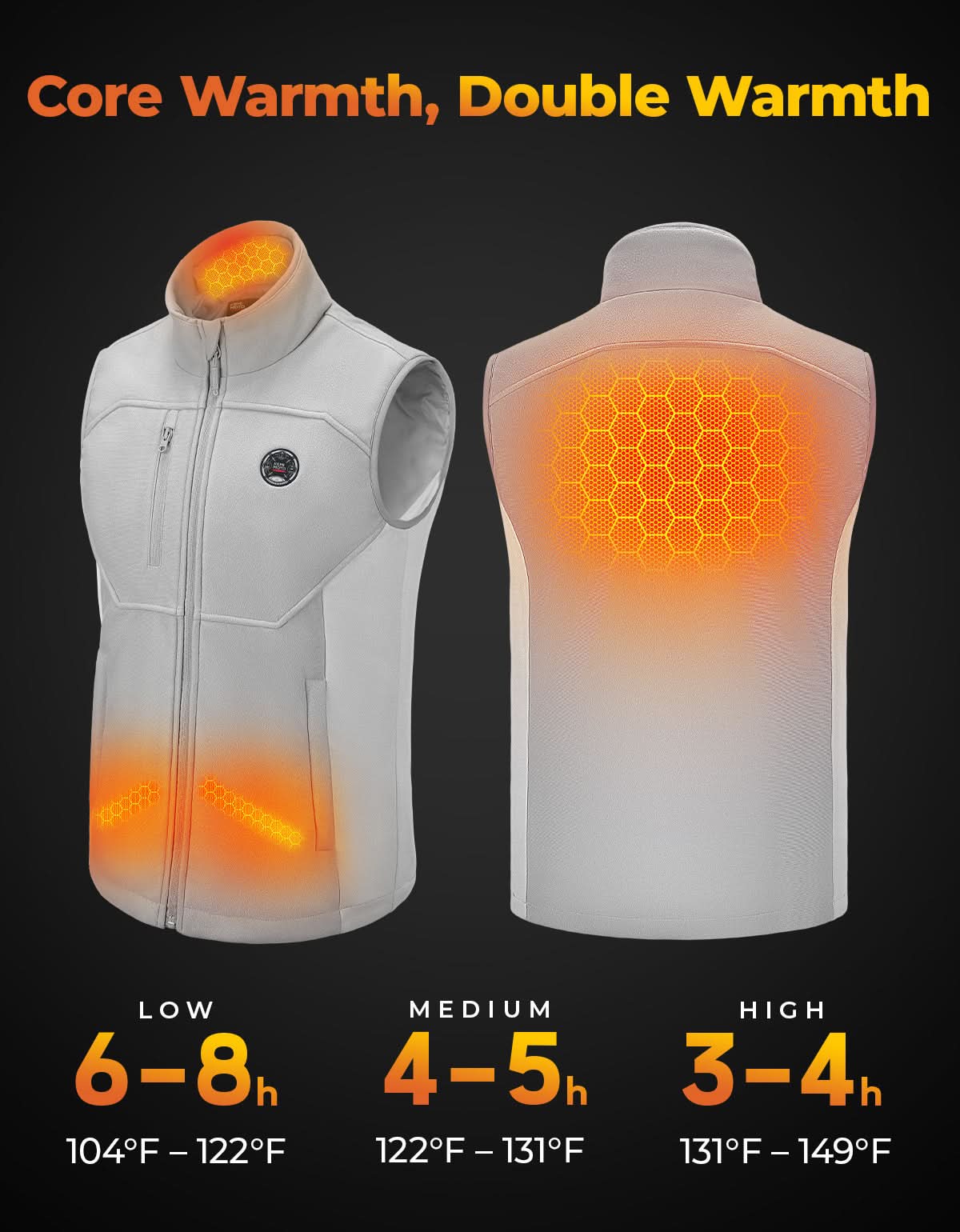 Kemimoto Gilet Riscaldato Grigio con Batteria 5 Zone