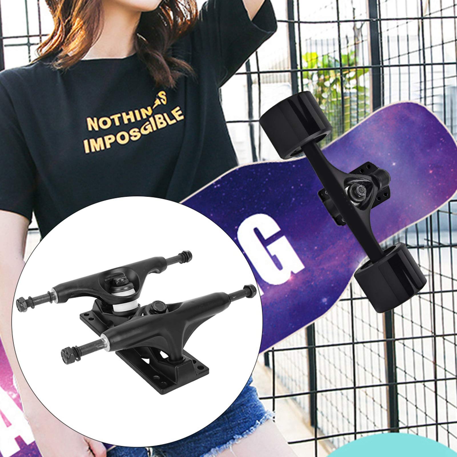 Kuuleyn Truck Skateboard Alluminio 2 Pezzi Neri