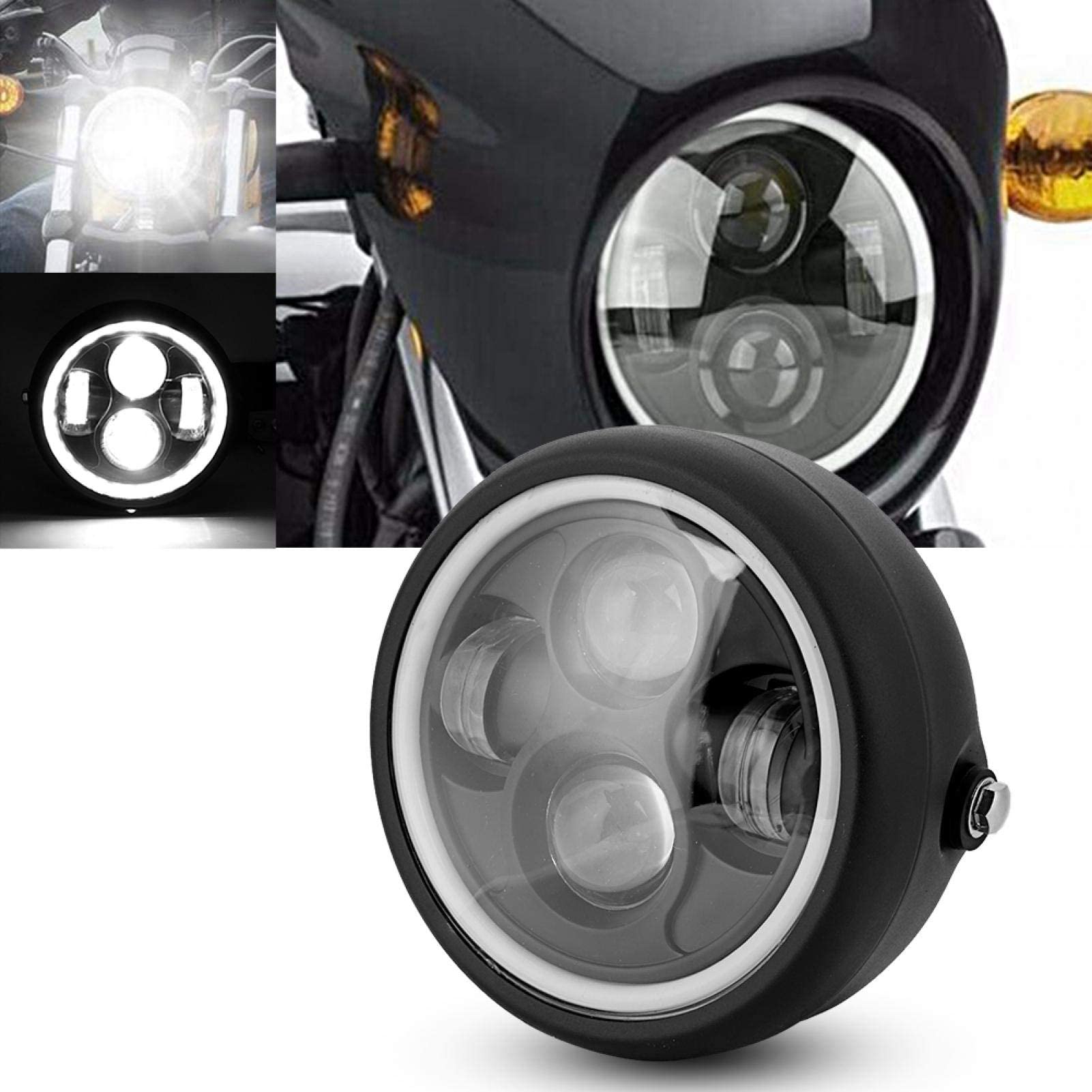 Kuuleyn Faro Anteriore Moto Rotondo Nero 12V 16 cm LED