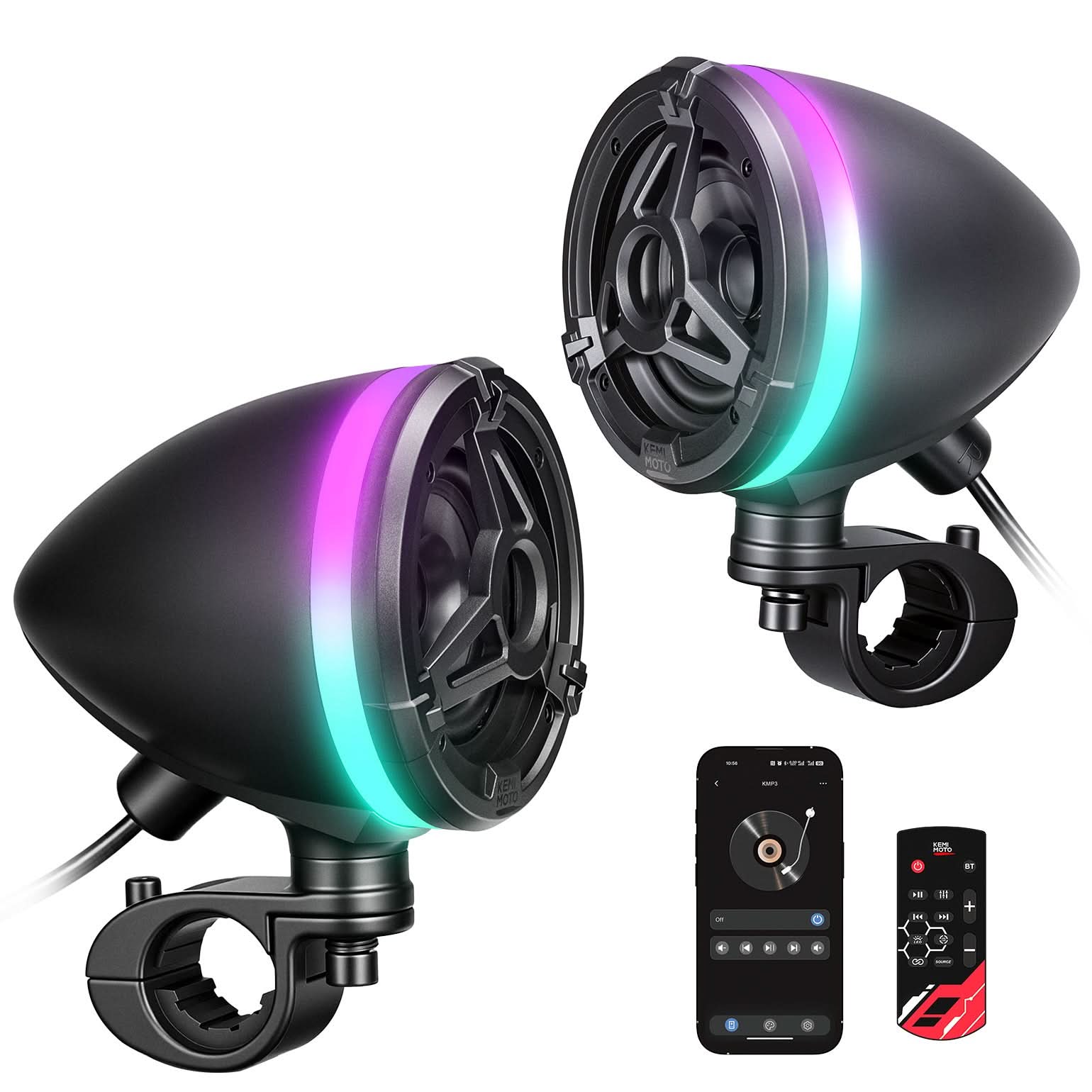 KEMIMOTO KMP3 cassa bluetooth moto manubrio RGB 50W