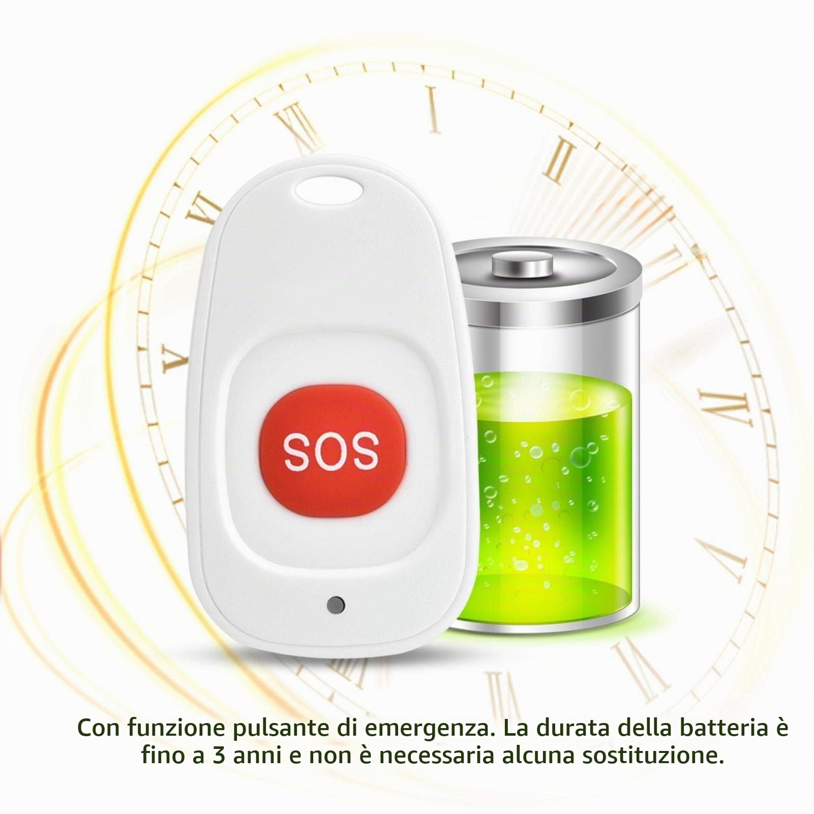 Kuuleyn Pulsante SOS Wireless 433 MHz Anziani Bianco