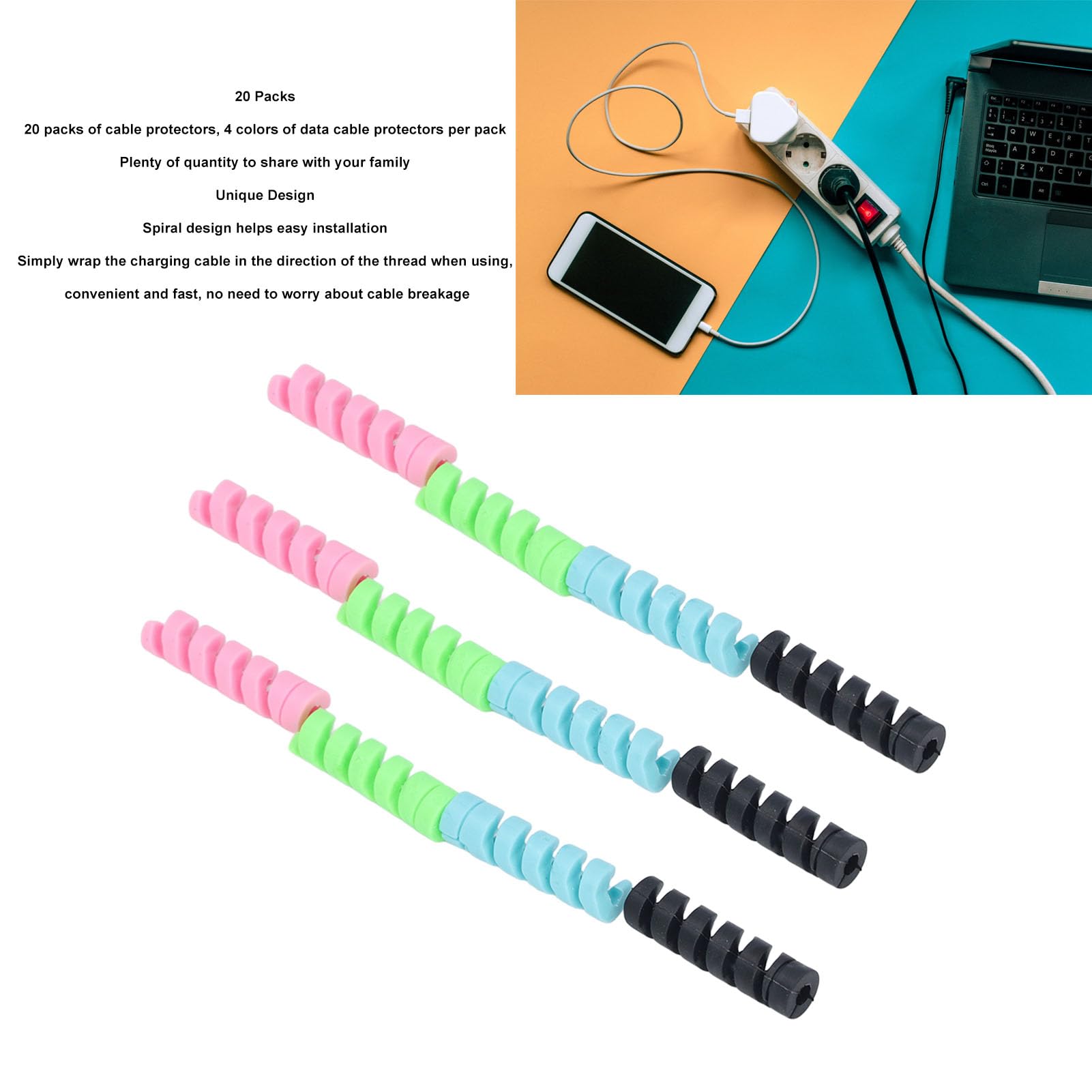 AOWINHIT Protezioni Cavi Silicone Spirale 20 Pezzi