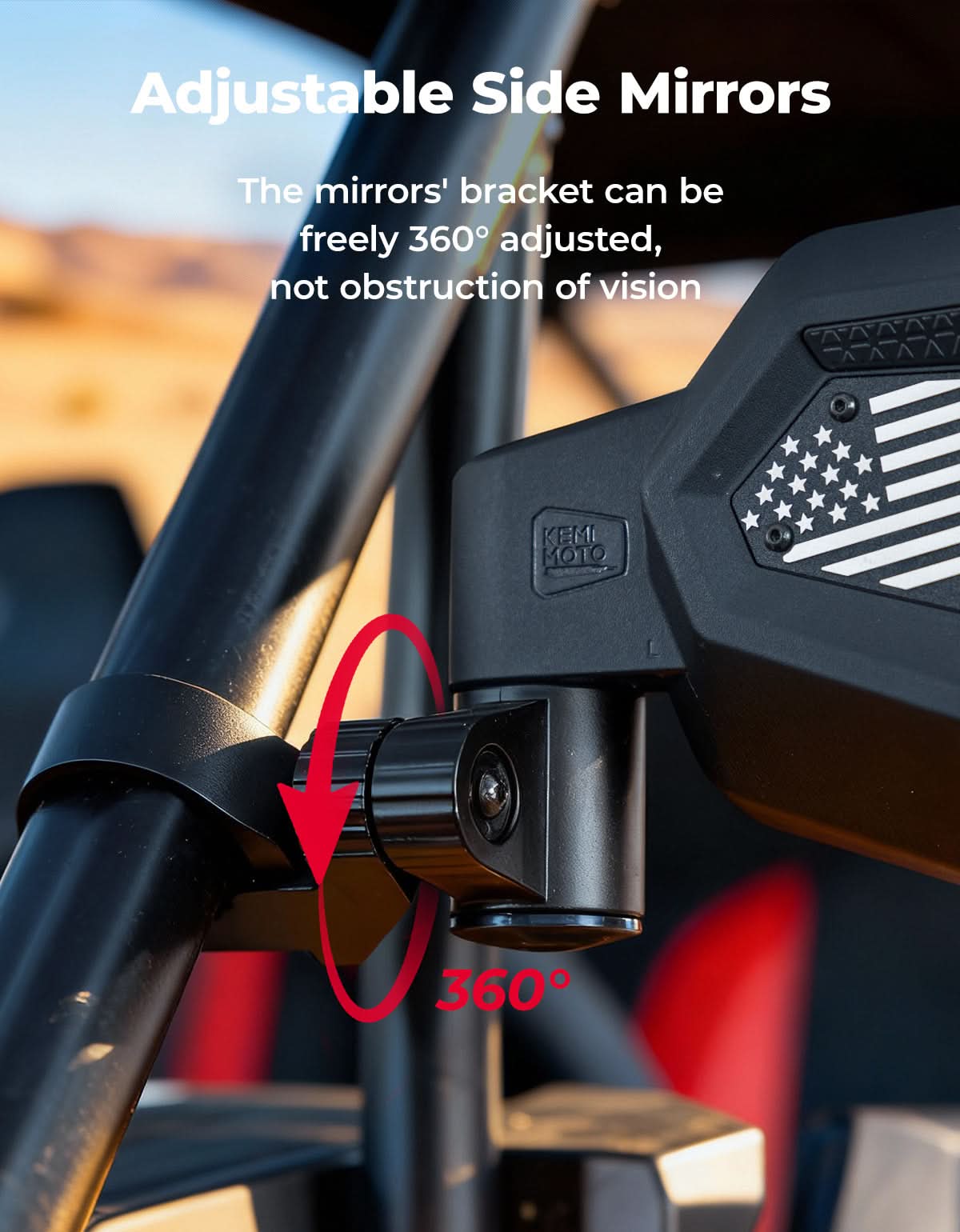 KEMIMOTO Specchietti UTV pieghevoli bandiera USA convessi