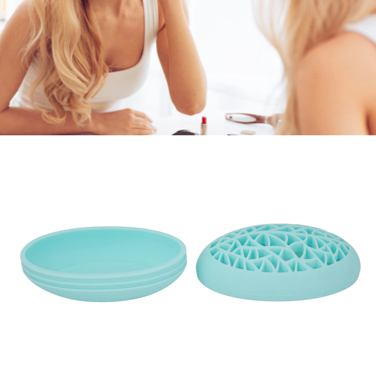 Kuuleyn Tappetino Pulizia Pennelli Trucco 2 in 1 Blu