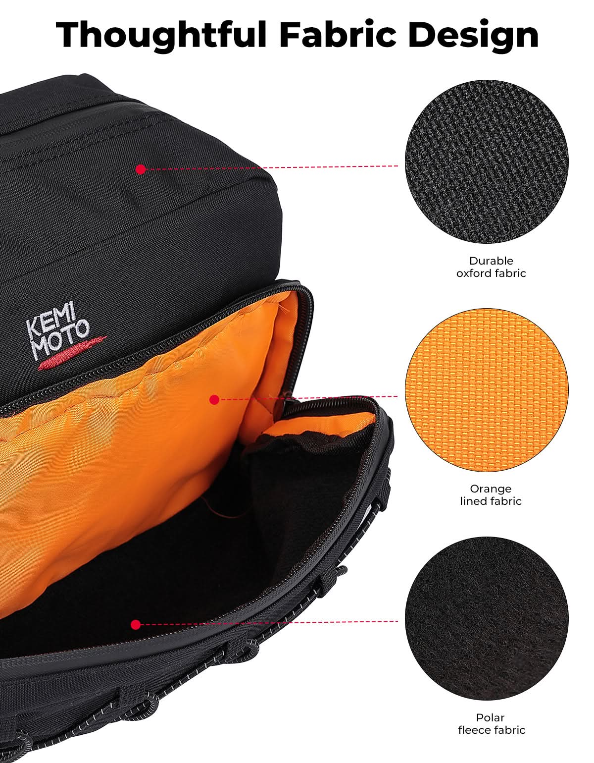 KEMIMOTO borsa manubrio moto universale con tasca occhiali