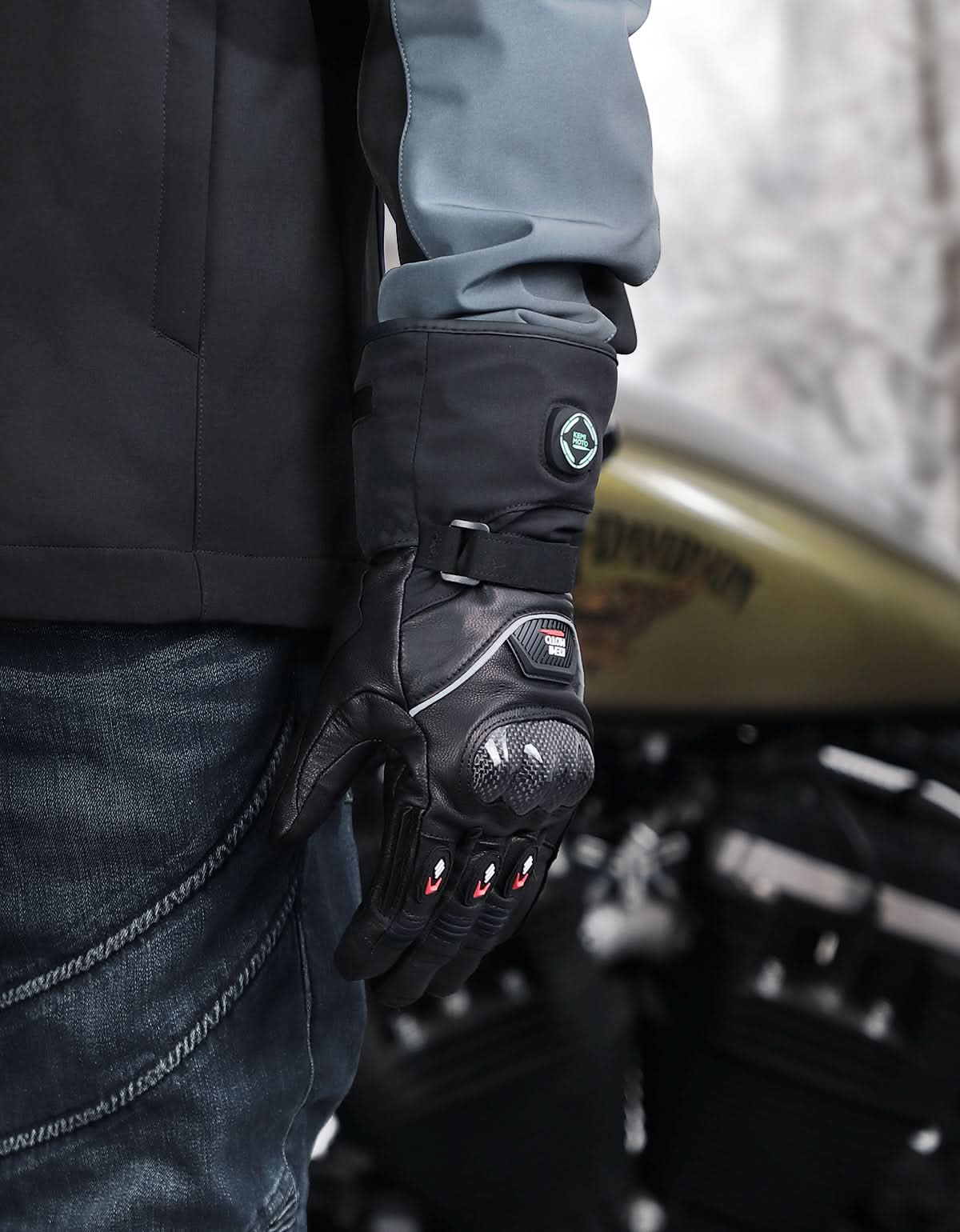 KEMIMOTO guanti moto riscaldati 7.4V touchscreen impermeabili