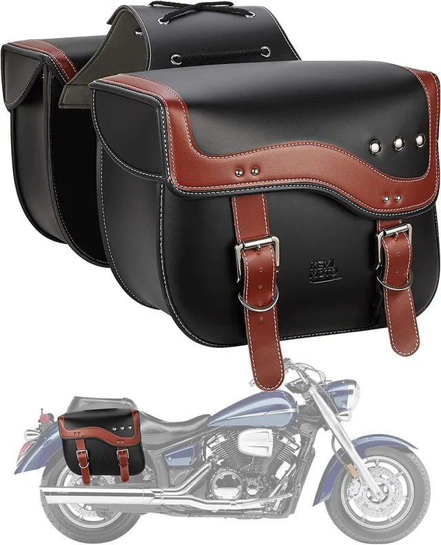 Kemimoto 30L borse laterali moto nero pelle PU