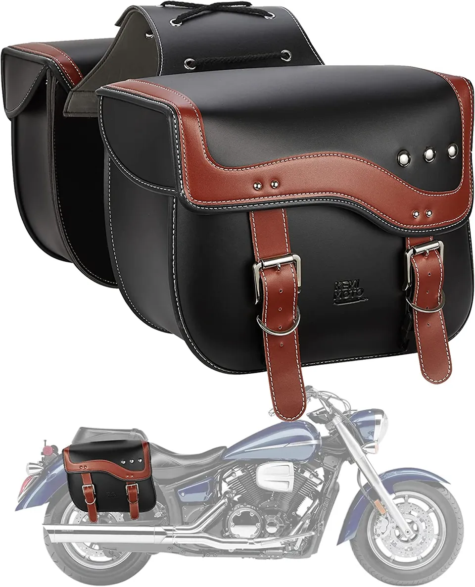 Kemimoto 30L borse laterali moto nero pelle PU