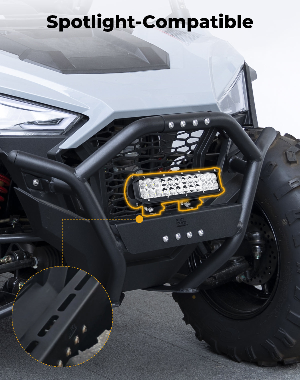 KEMIMOTO RZR 200 Paraurti Anteriore Metallo con Fori Luci