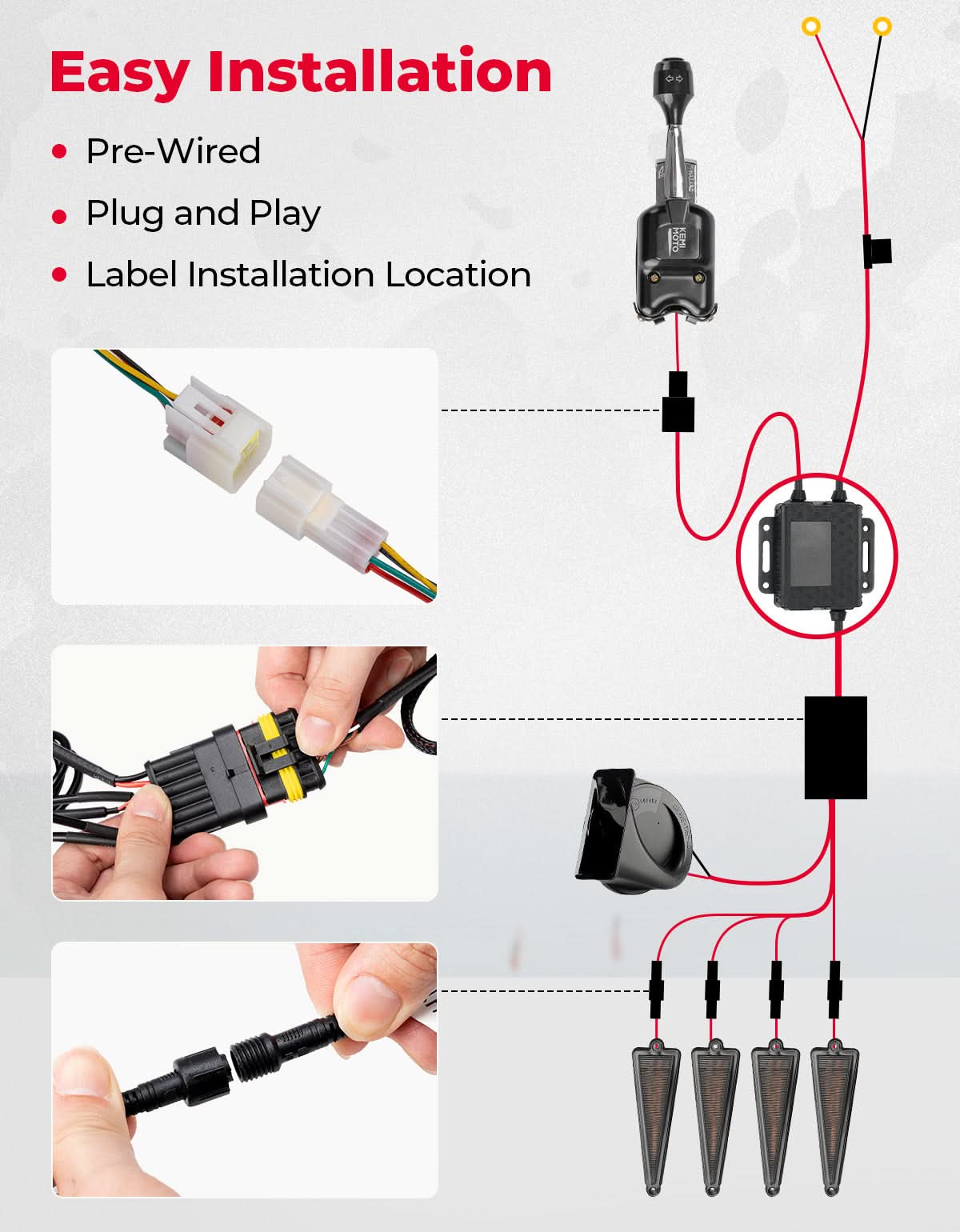 KEMIMOTO 3-in-1 Kit Frecce UTV con Clacson 110dB