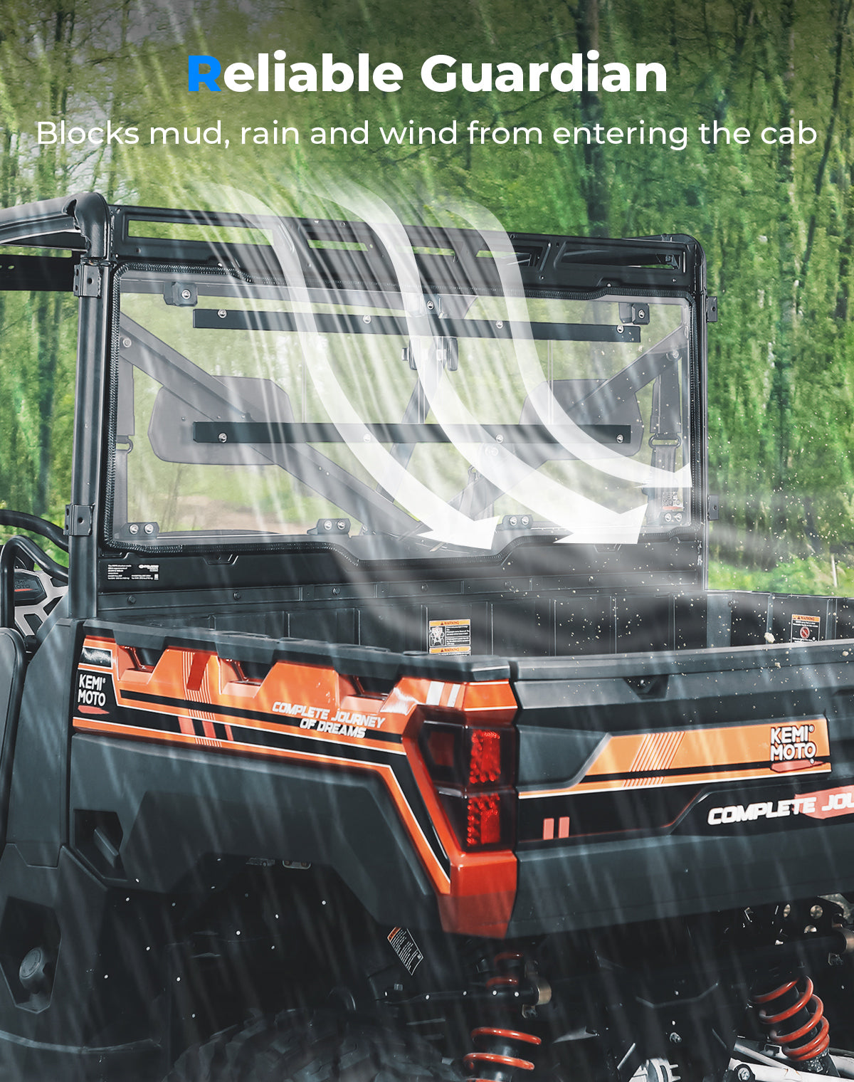 KEMIMOTO Ranger XP 1000 lunotto posteriore scorrevole 2-in-1 policarbonato