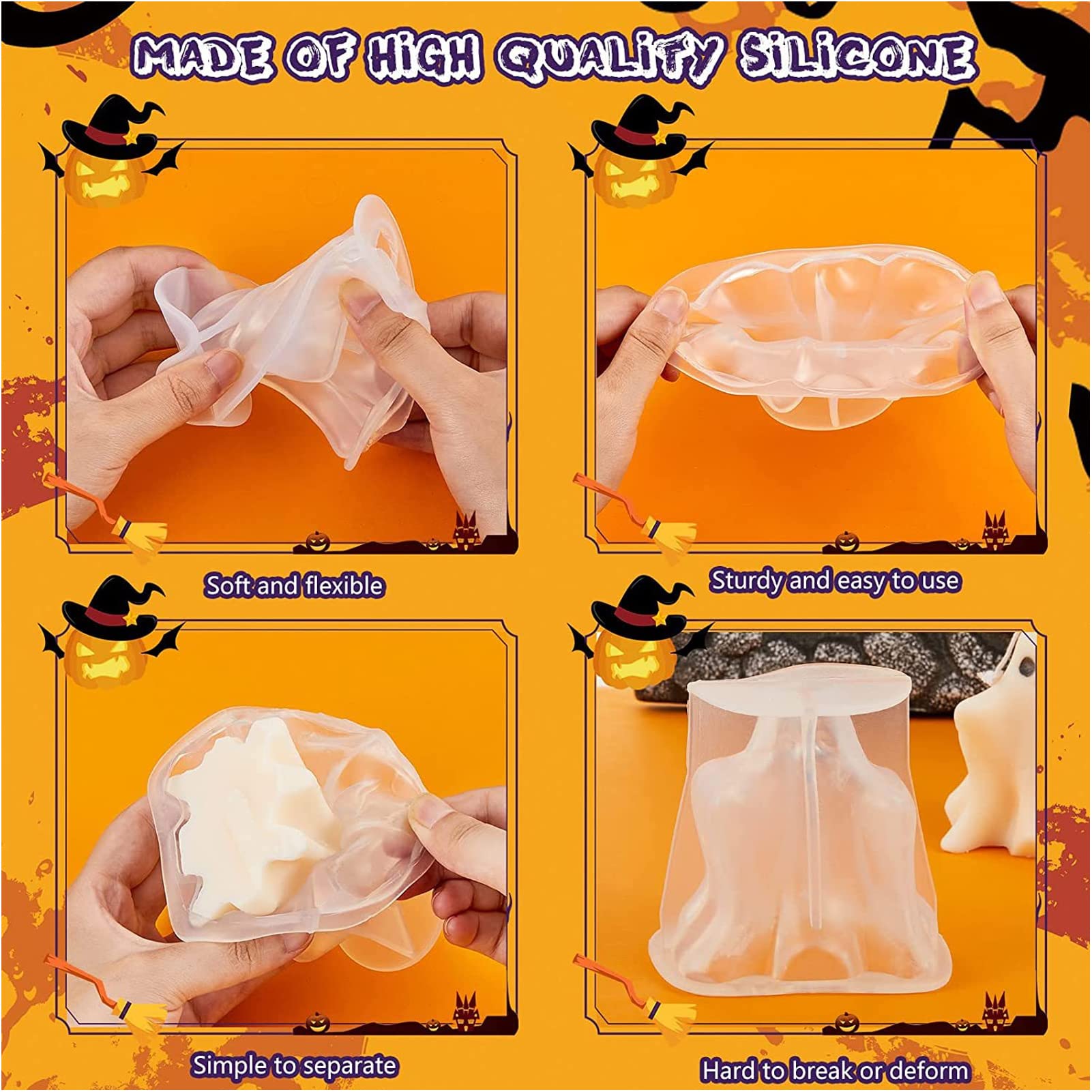 Kuuleyn Halloween Fantasma stampo candela 2 pezzi silicone